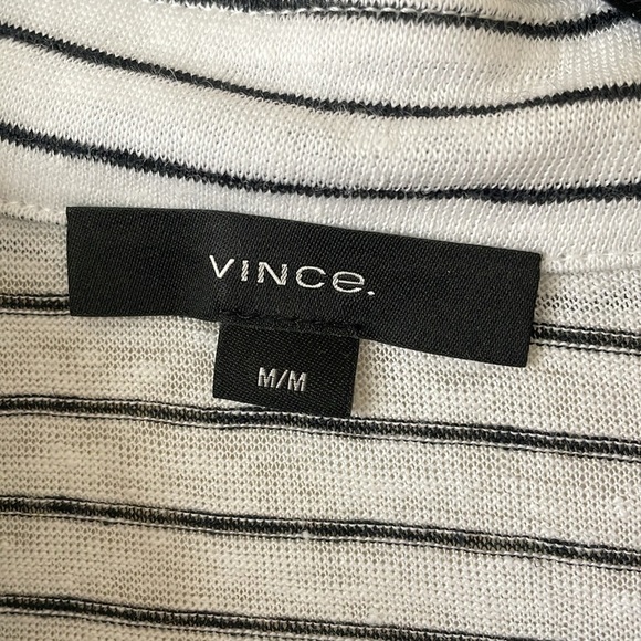 Vince NWT Striped Linen Polo Shirt Men’s M Nautical Minimalist Short Sleeve - Picture 5 of 12